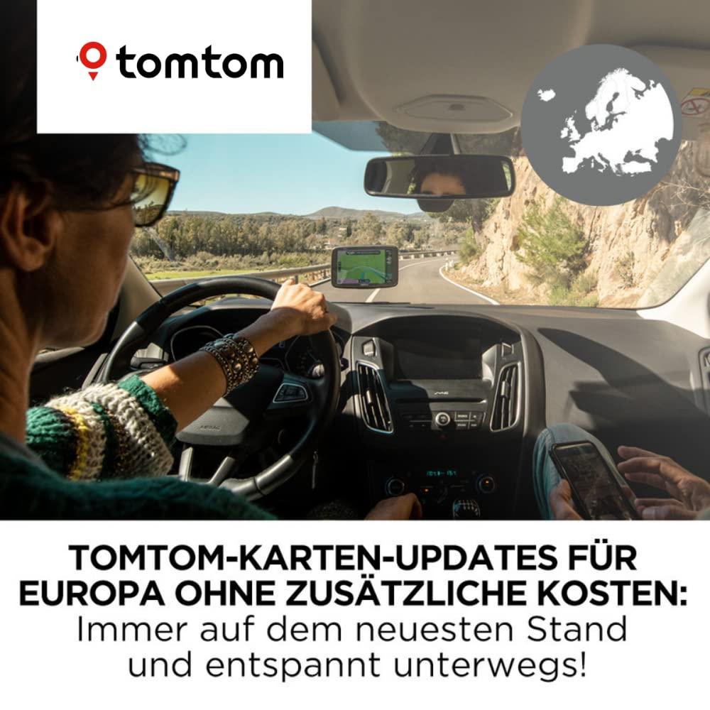 TomTom GO Essential Naviseade (6-tolline, ummikute vältimine TomTom Trafficu abil, Euroopa kaardiuuendused, käed-vabad, Wi-Fi kaudu uuendused) – pakend ja tarvikud