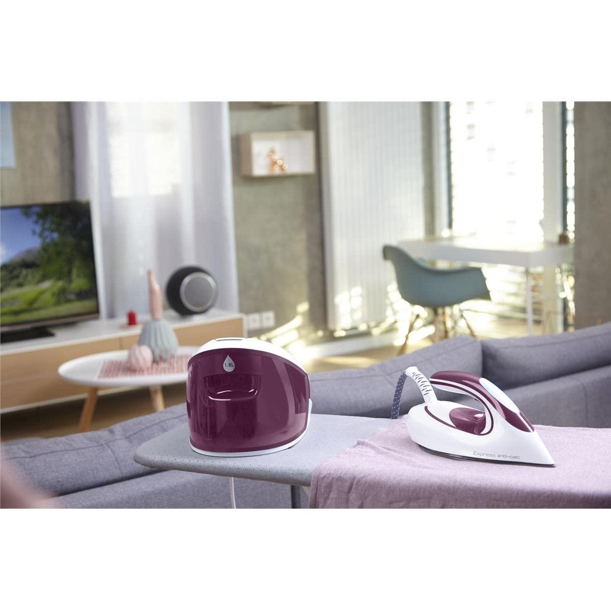 Tefal Express Anti-Kalk aurutriikimissüsteem, 2800 W, 6,5-barine surve, katlakivikollektsioon, optimaalne auru- ja temperatuurikombinatsioon, automaatne väljalülitus, 1,8 L veepaak, valge/lilla, SV8054 – pilt 11
