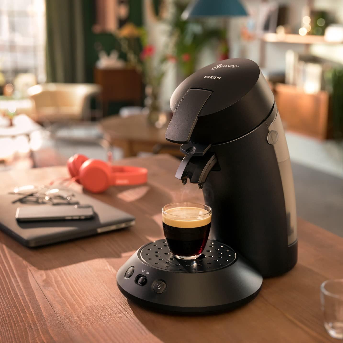 Philips Original Plus Eco kohvipadjamasin, kohvi kanguse valik, Coffee Boost tehnoloogia, 80% taaskasutatud plastik, 45% väiksem energiakulu, 2 tassi korraga, klaverlakitud must (CSA210/22) – detailne vaade