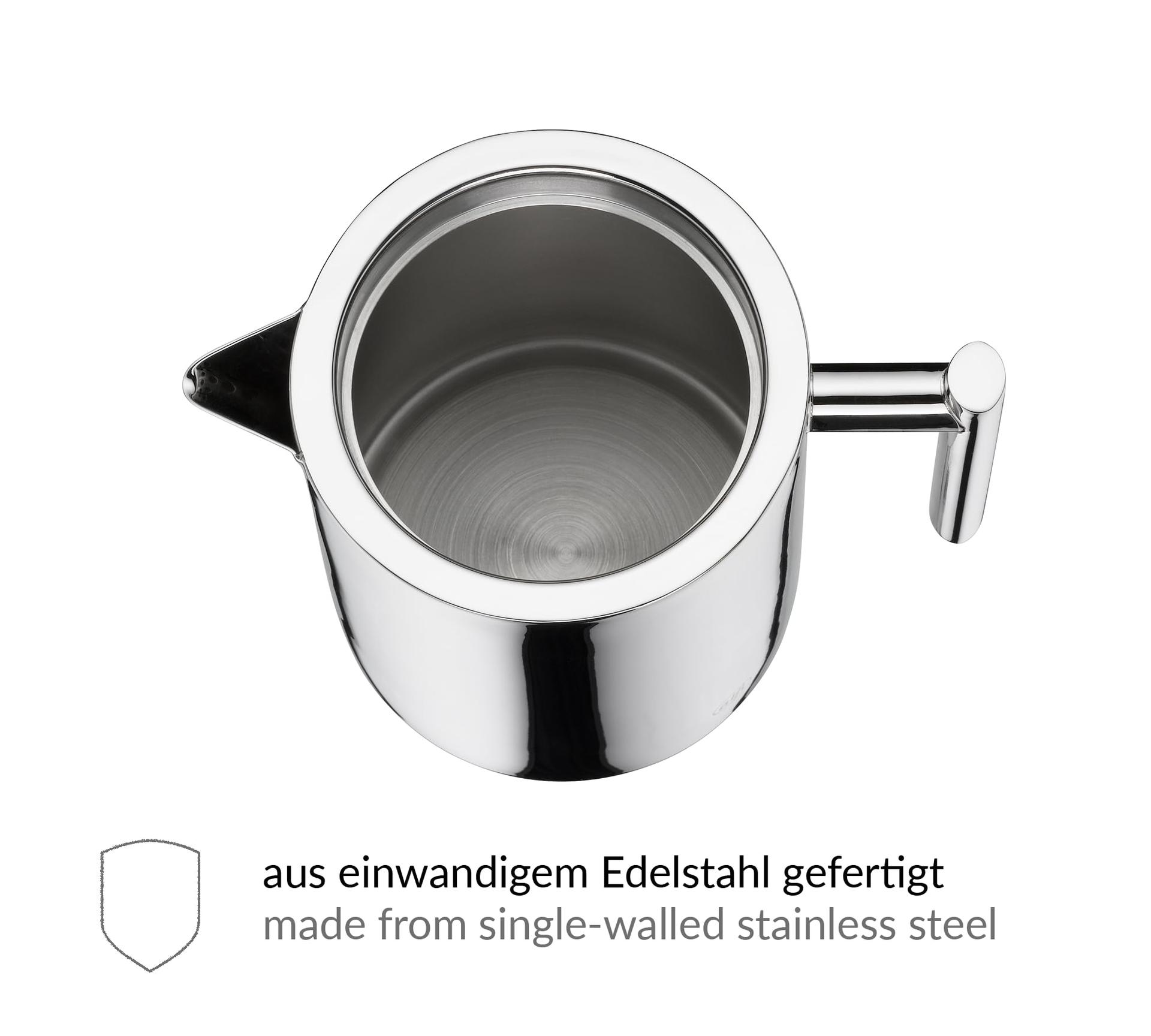 alfi TEA POT 1,40l, roostevabast terasest isoleerkann teesõela ja teepüüdjaga, vastupidav termokann, ideaalne lahtise tee jaoks, nõudepesumasinas pestav, BPA-vaba – pakend ja tarvikud
