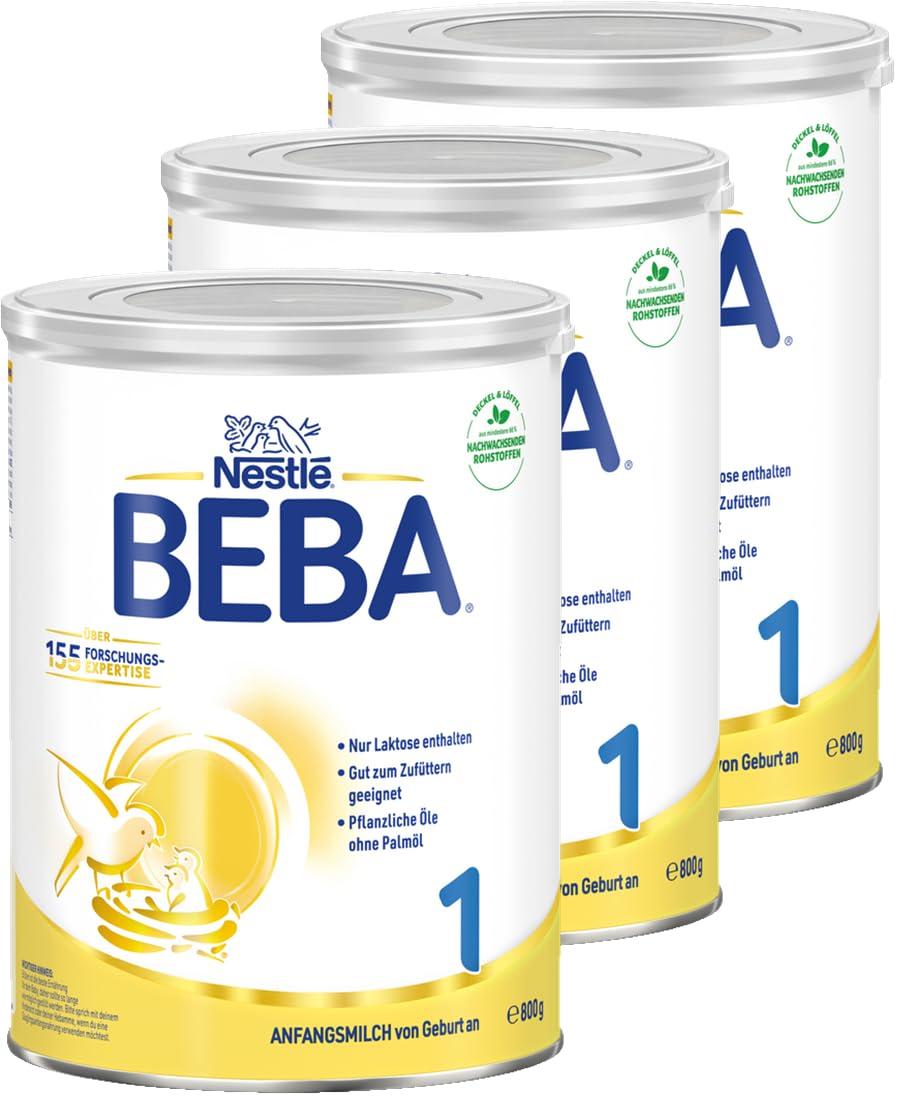 BEBA 1 Algpiim vastsündinutele, beebitoit, ainult laktoos, ilma palmiõlita, 3-pakk (3 x 800g)
