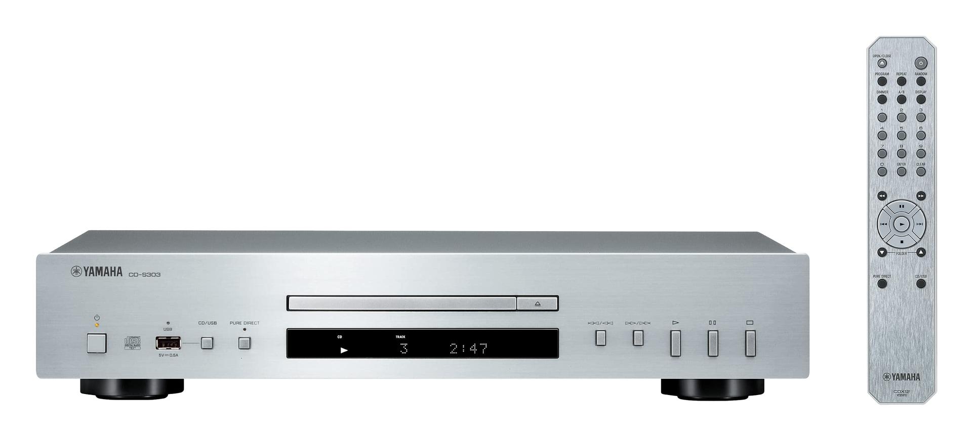 Yamaha CD-S303 – CD-mängija kõrgekvaliteedilise 192 kHz/24-bit DAC-iga, Pure Direct lülitusega, USB-liidesega, High Res Audio toega – Hõbedane – detailne vaade