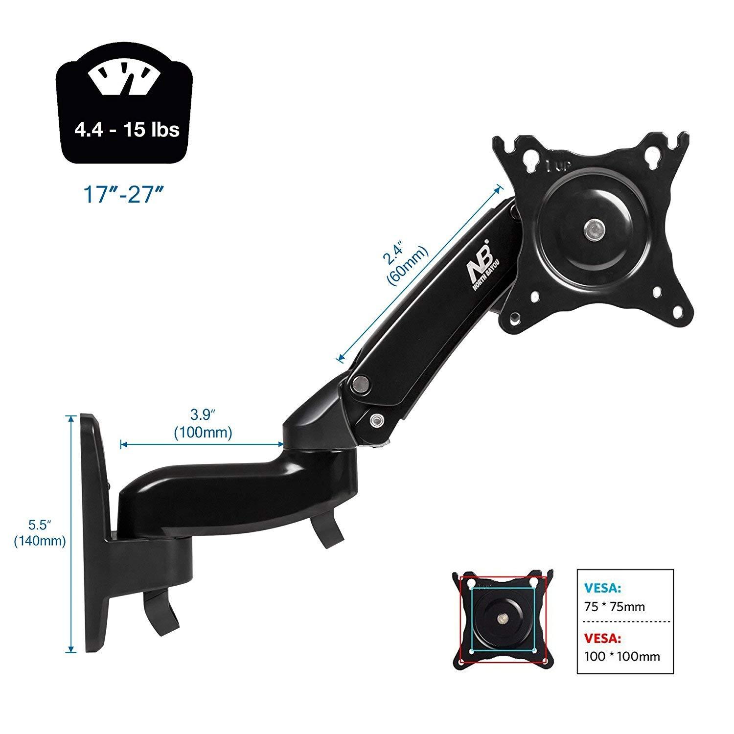 NB North Bayou monitori seinakinnitus, 17–35-tollistele ekraanidele, maksimaalne kandevõime 12 kg, VESA 75/100 mm, monitori käsivars F150 – pakend ja tarvikud