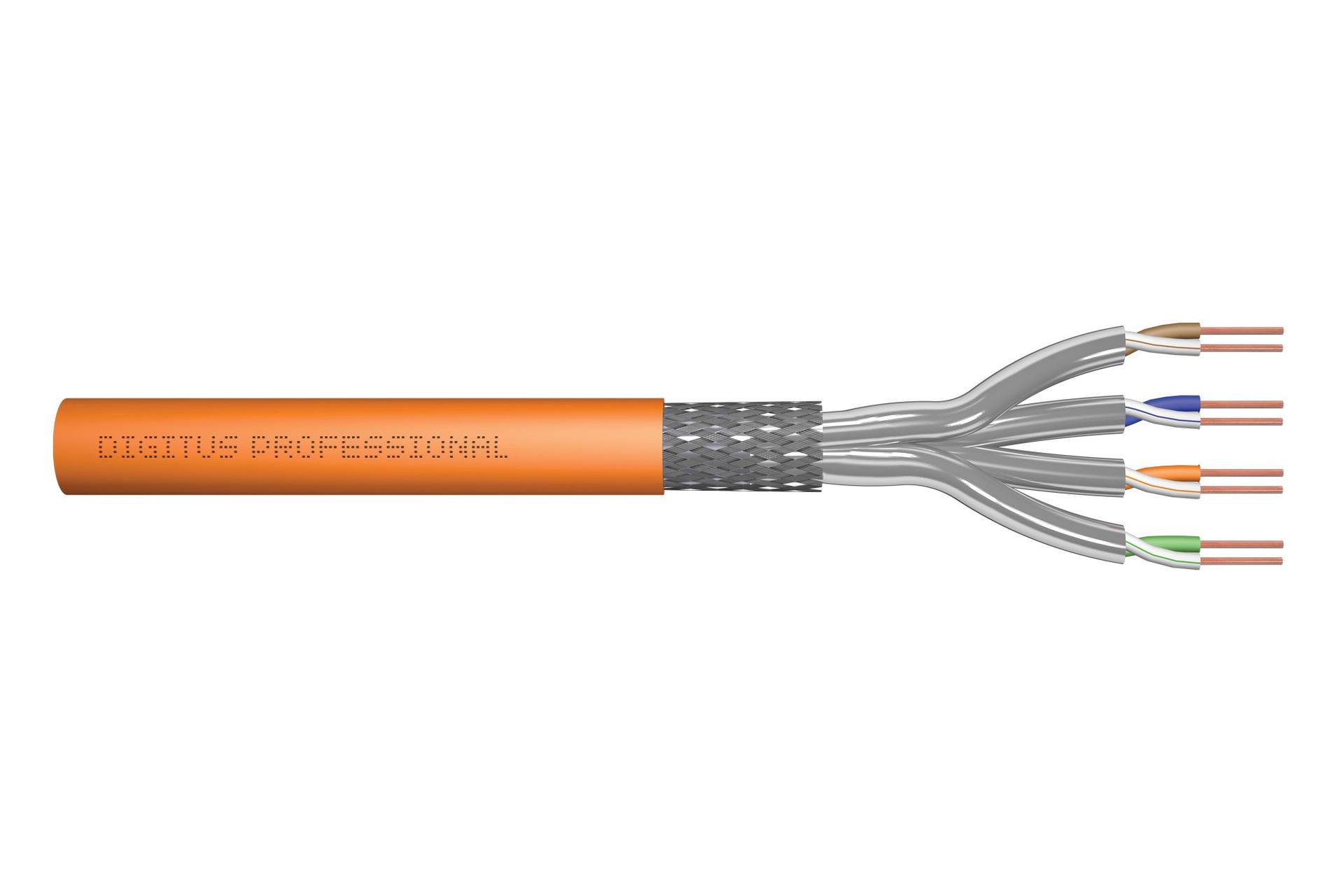 DIGITUS 100 m Cat 7 võrgukaabel – S-FTP (PiMF) Simplex – BauPVO Dca – LSZH halogeenivaba – 1200 MHz vask AWG 23/1 – PoE+ ühilduv – LAN kaabel paigalduskaabel Ethernet kaabel – Oranž