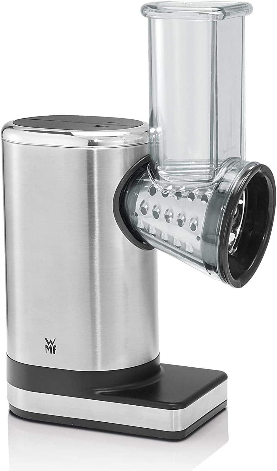 WMF Küchenminis Salat to go – Elektriline Köögiviljalõikur (150 W, salatikombain, elektriline köögiviljahakkur, 5 lõikeosa, sh salatikarp) – pakend ja tarvikud