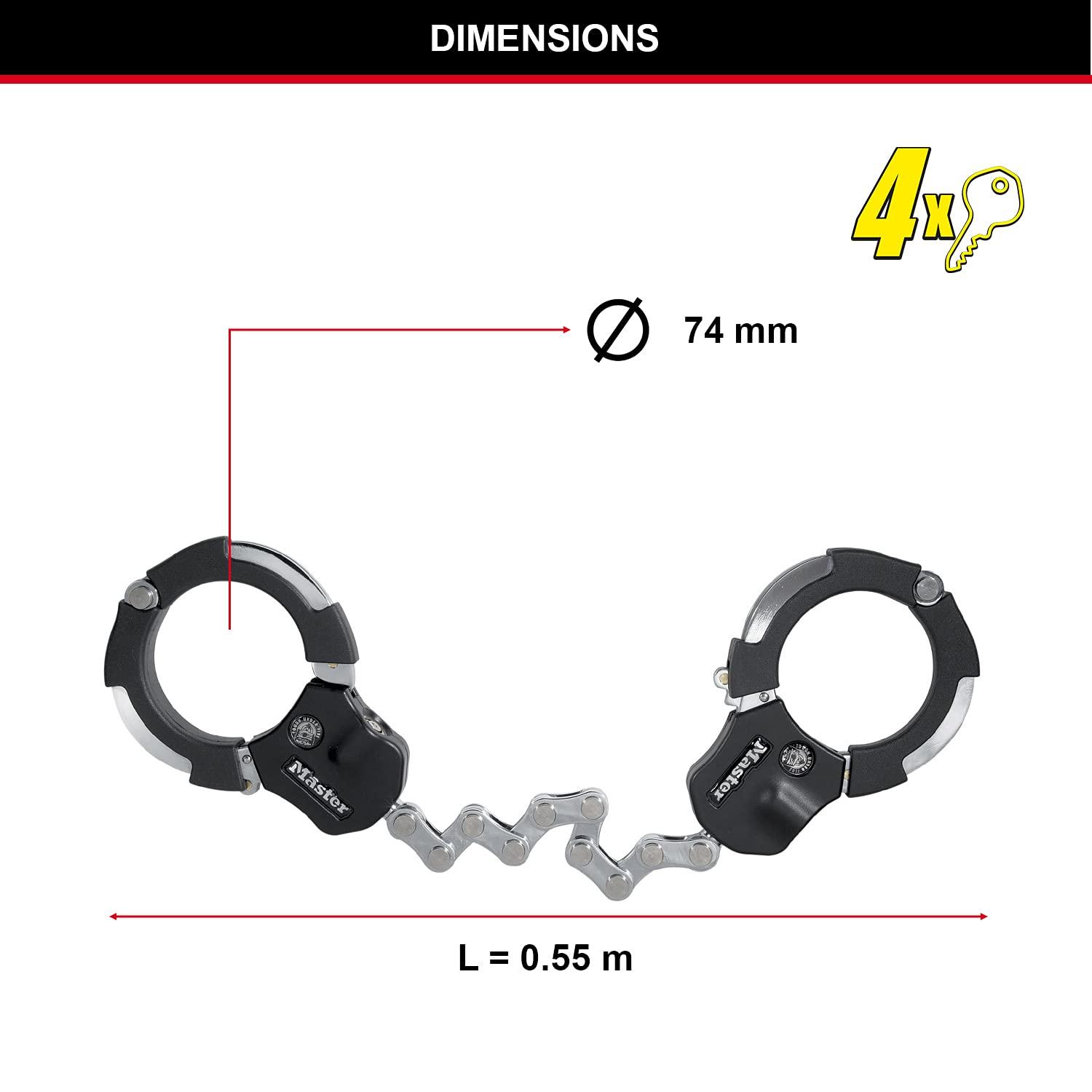 Master Lock sertifitseeritud ja patenteeritud E-tõukeratta lukk, käeraualukk, jalgrattalukk, 55 cm, ideaalne tõukeratastele, jalgratastele, lapsevankritele – pilt 7