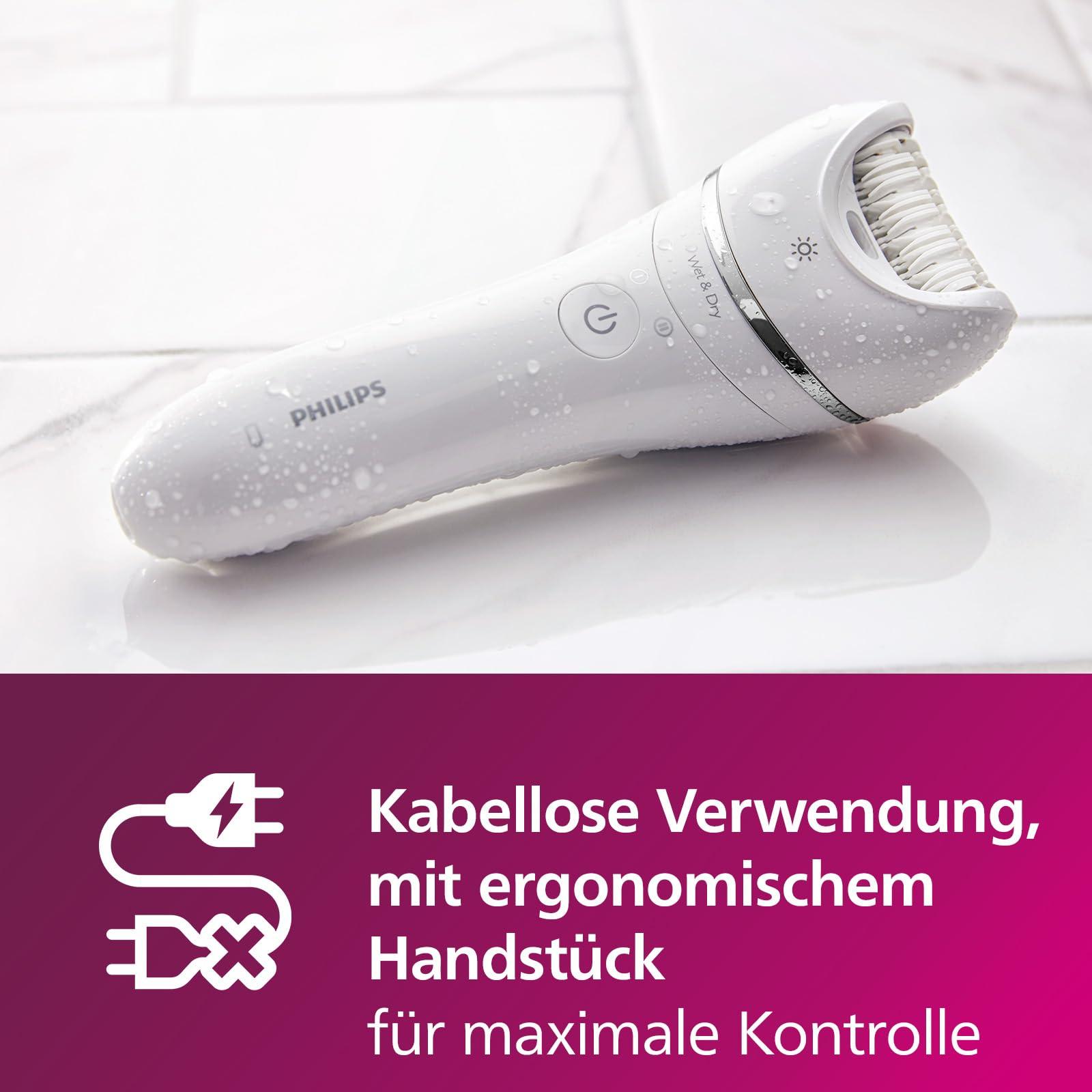 Philips Epilaator Series 8000, juhtmevaba märg- ja kuivkasutusega epilaator jalgadele ja kehale, karvaeemaldusseade, 6 lisatarvikuga, mudel BRE715/00 – pilt 6