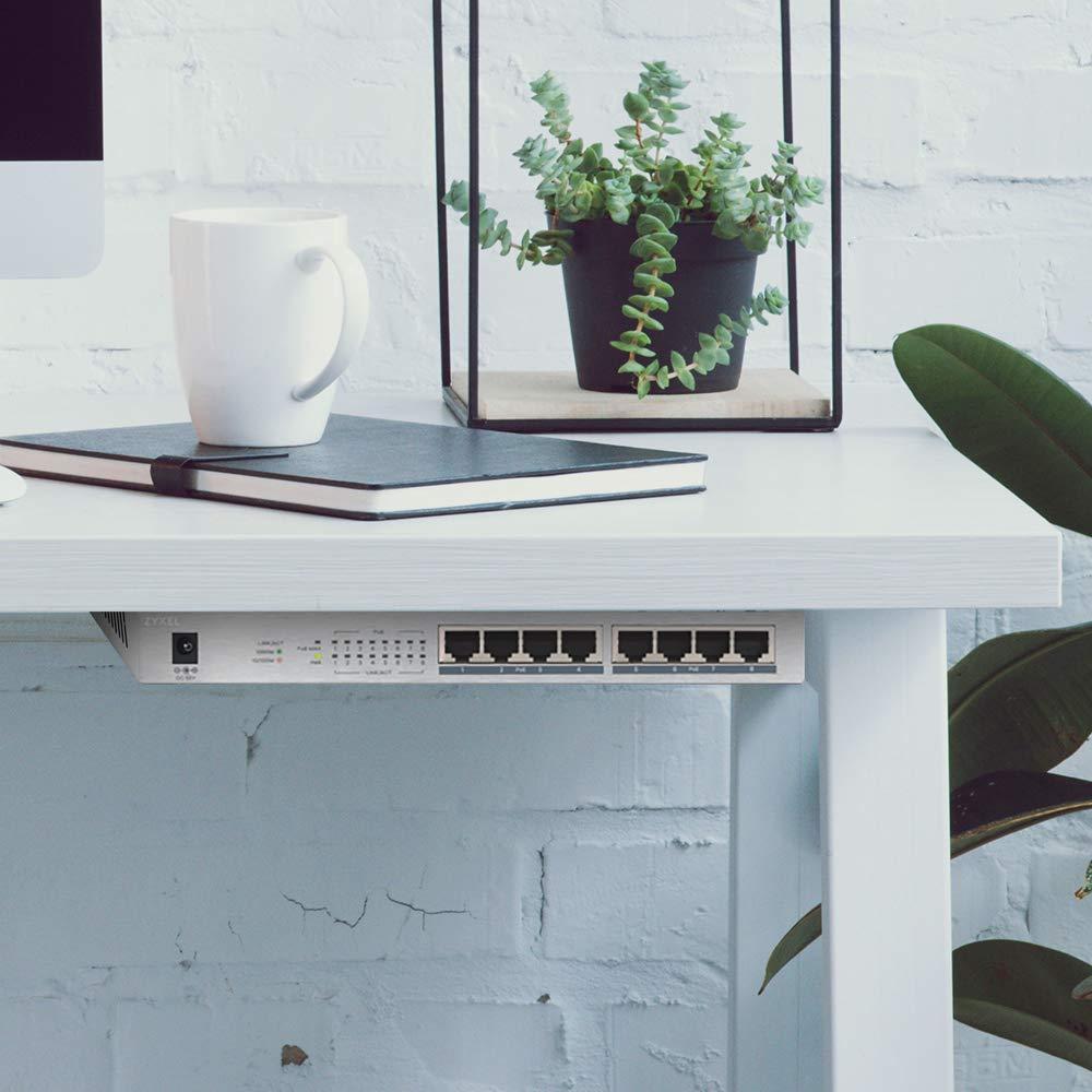 Zyxel Gigabit hallatamatu PoE+ lüliti 8 pordiga (kõik PoE) ja 60 W PoE eelarvega, eluaegne garantii [GS1008HP] – lisavaade