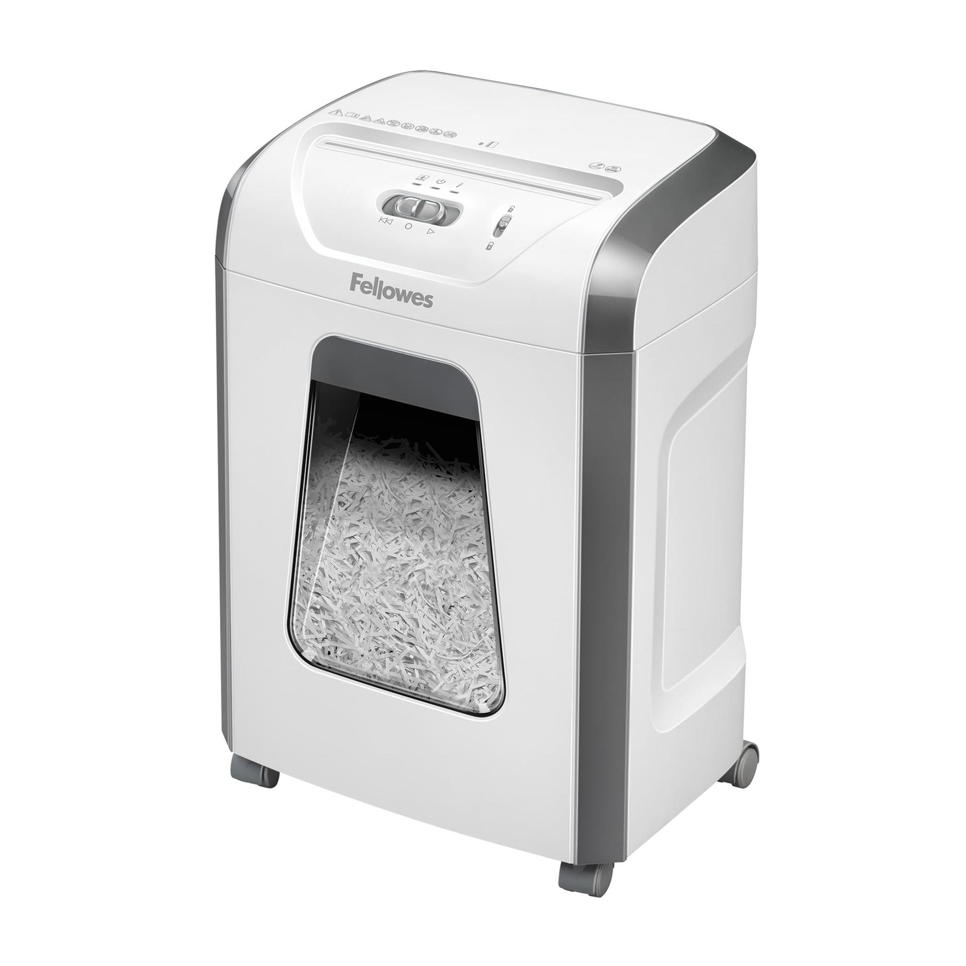 Fellowes dokumendihävitaja kodukontorisse – 15-leheline ristlõikega purustaja lauale – Powershred 15C hävitaja 19L mahutiga – kõrge turvataset P-4 – valge