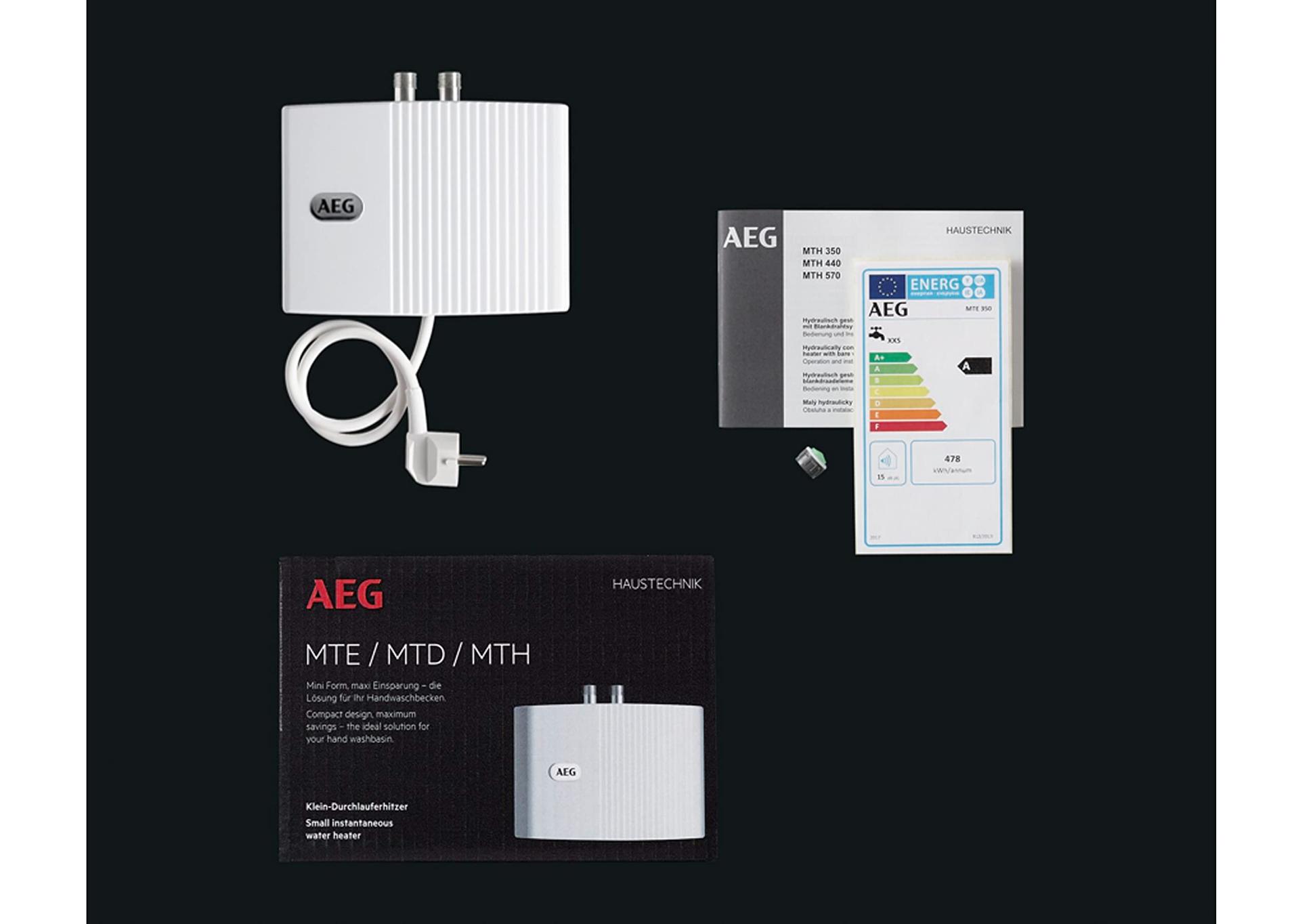 AEG hüdrauliline väike vooluboiler MTH 350 ainult kätepesu kraanikausile, 3,5 kW, pistikühendusega, survevaba, VDE sertifitseeritud, 189554 – lisavaade
