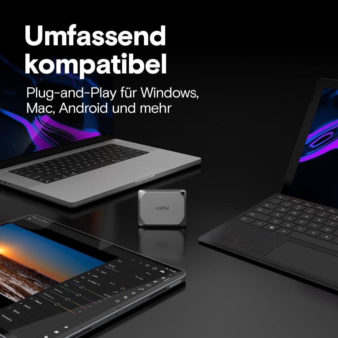 Crucial X9 Pro 4TB kaasaskantav SSD, kuni 1050MB/s lugemine/kirjutamine, vee- ja tolmukindel (IP55), väline SSD, USB-C 3.2 – CT4000X9PROSSD902 – lisavaade