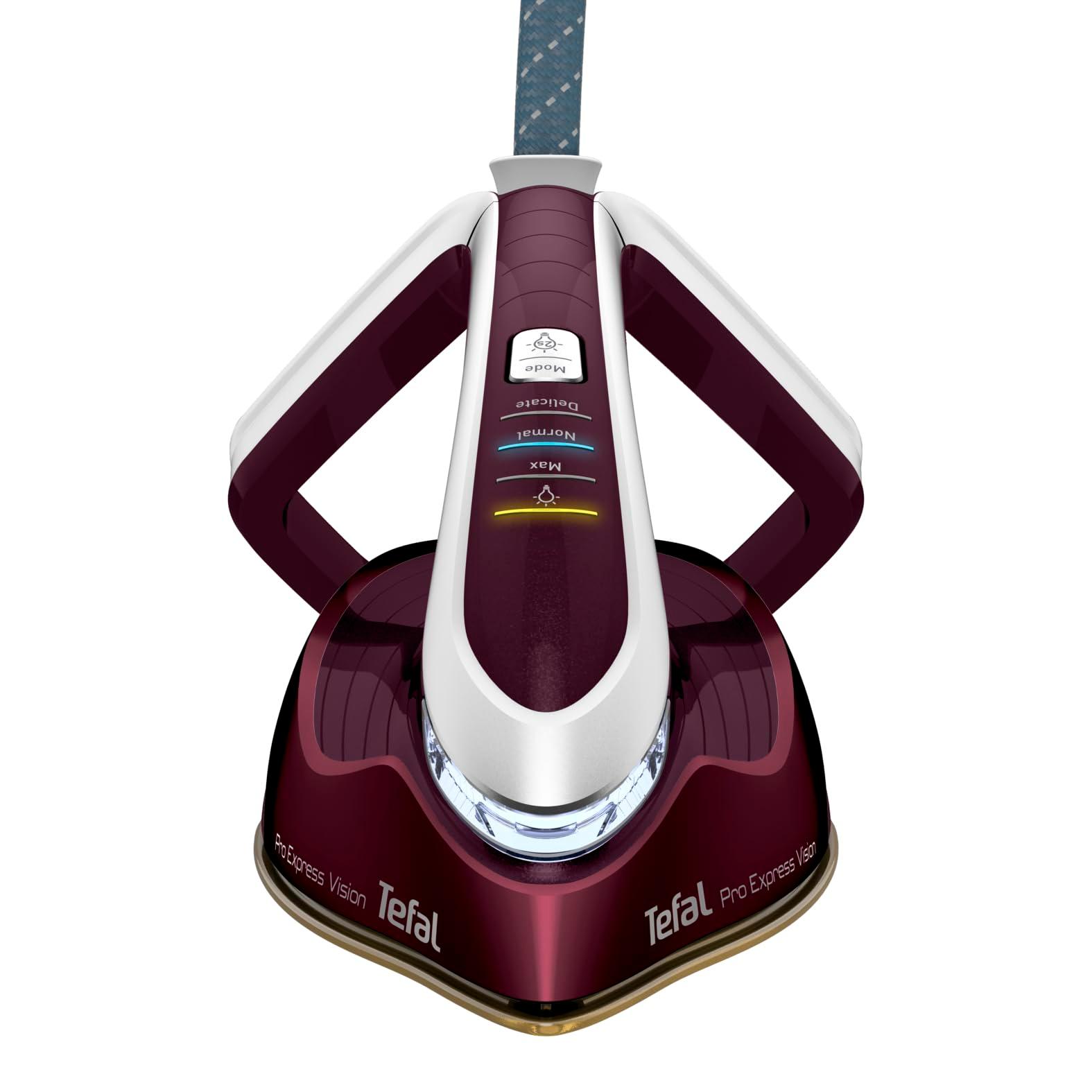 Tefal Pro Express Vision aurutriikimissüsteem, nutikas LED-valgustus, võimas 8,3-baarine rõhk, 180 g/min aur, 680 g/min lisaaurupahvak, katlakivivastane süsteem, tumepunane/valge, GV9810 – pilt 9