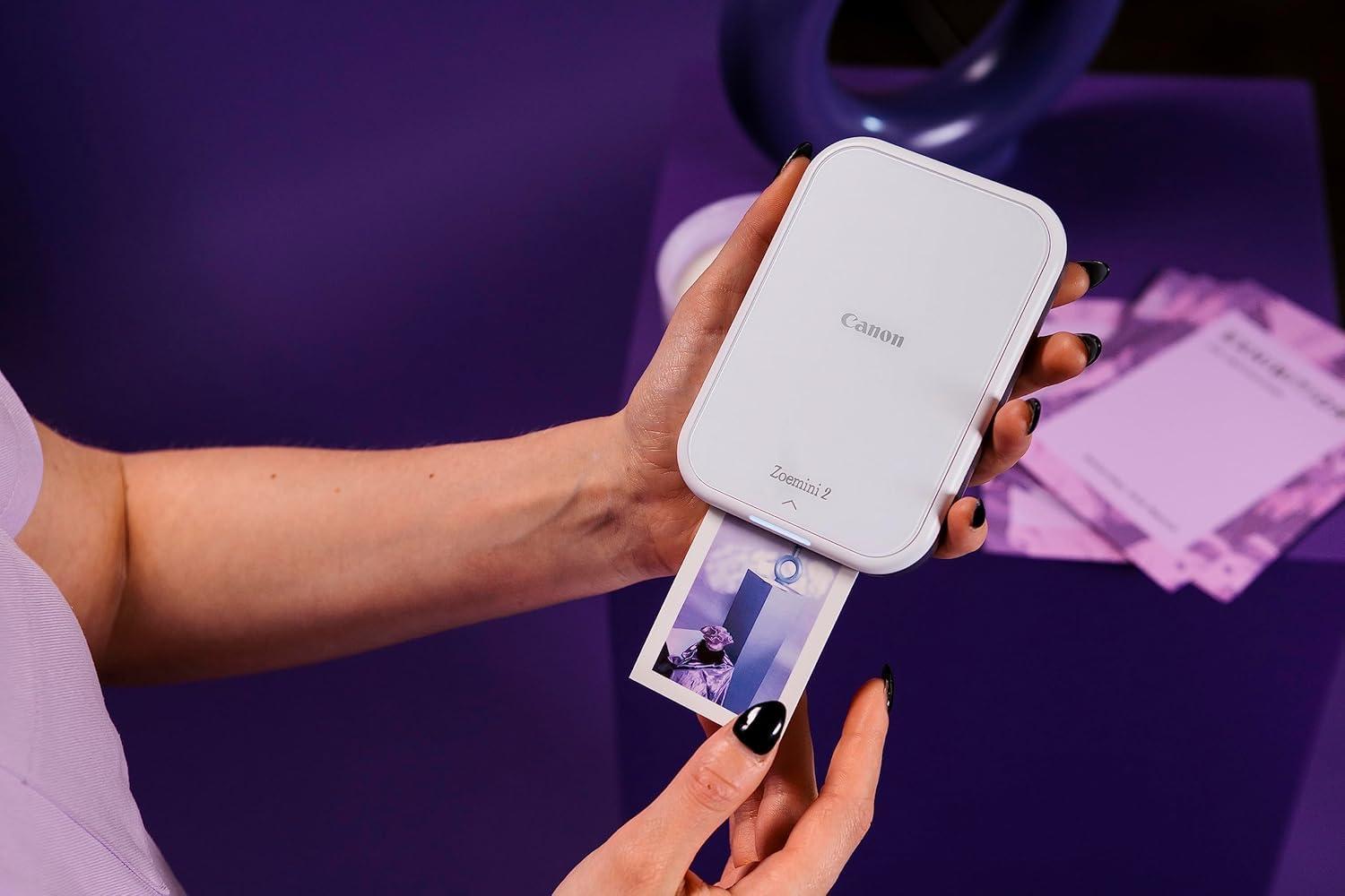 Canon Zoemini 2 Mini Fotoprinter – kompaktne kaasaskantav printer nutiseadmele (Bluetooth, sisseehitatud aku, ZINK fotopaber, liimuv fotopaber) pärlvalge [+ 10-leheline ZINK fotopaberikomplekt] – pilt 8