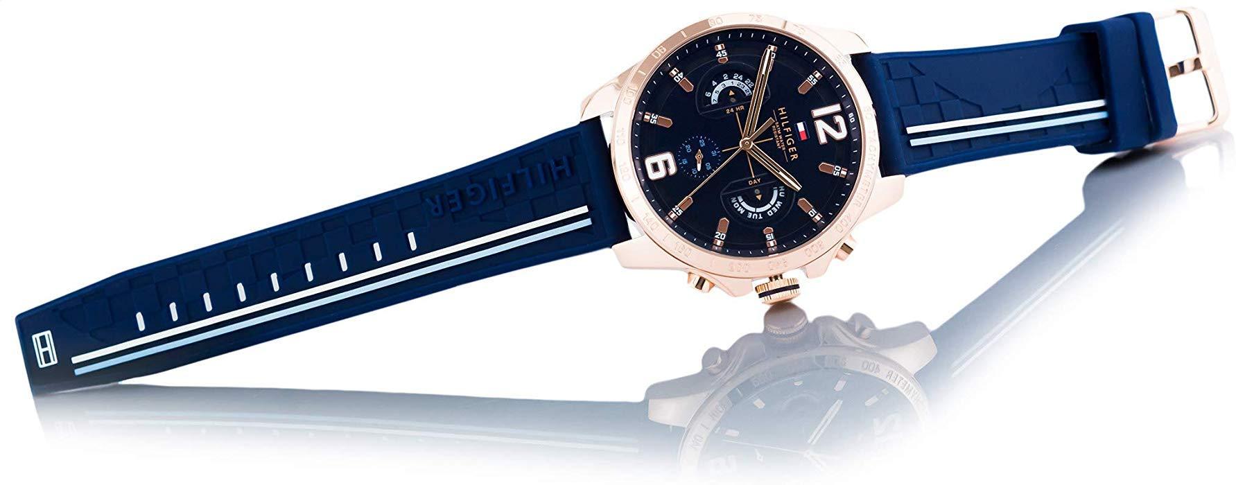 Tommy Hilfiger Meeste Analoog-Multifunktsionaalne Kvarts-Kell 46mm – Tumesinine Sihverplaat ja Silikoonrihm, Päeva-, Kuupäeva- ja 24-tunni Funktsioonidega, Veekindel kuni 5ATM – 1791474 – lisavaade