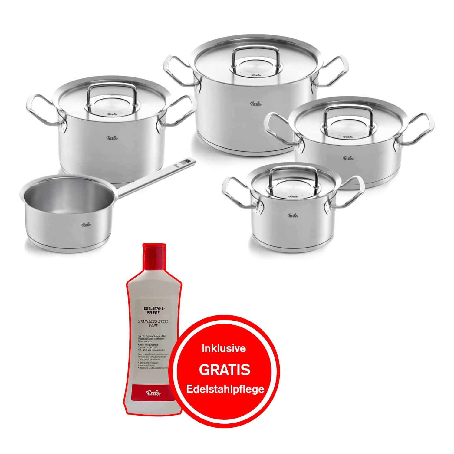 Fissler Original-Profi Collection roostevabast terasest potikomplekt, 5-osaline, metallkaanega + tasuta roostevaba terase hooldus – induktsioonile sobiv, hõbedane – detailne vaade