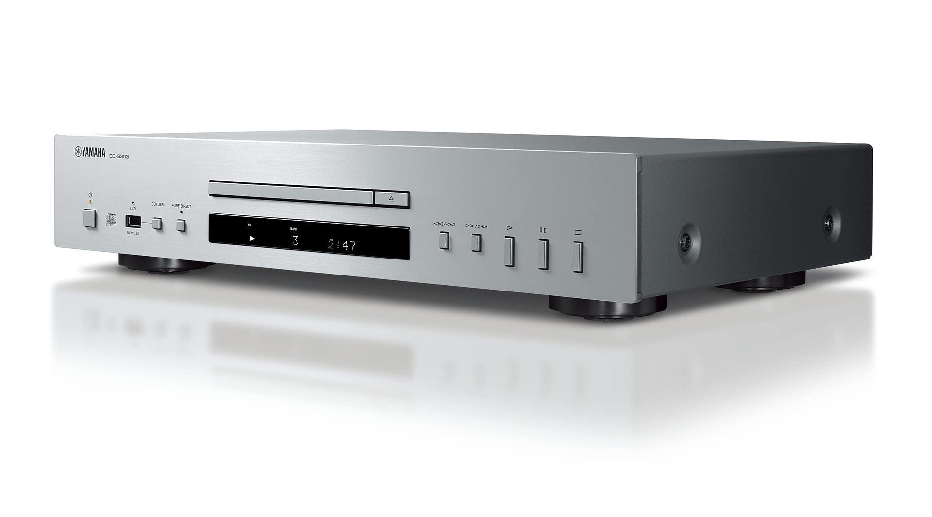 Yamaha CD-S303 – CD-mängija kõrgekvaliteedilise 192 kHz/24-bit DAC-iga, Pure Direct lülitusega, USB-liidesega, High Res Audio toega – Hõbedane