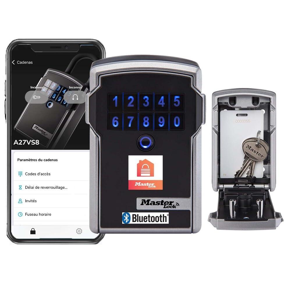 Master Lock nutikas ühendatud võtmetresor, sõjaväestandardiga krüpteerimine, välitingimustes, seinakinnitus, Bluetooth või numbrikood, 12,7 x 8,3 x 5,9 cm