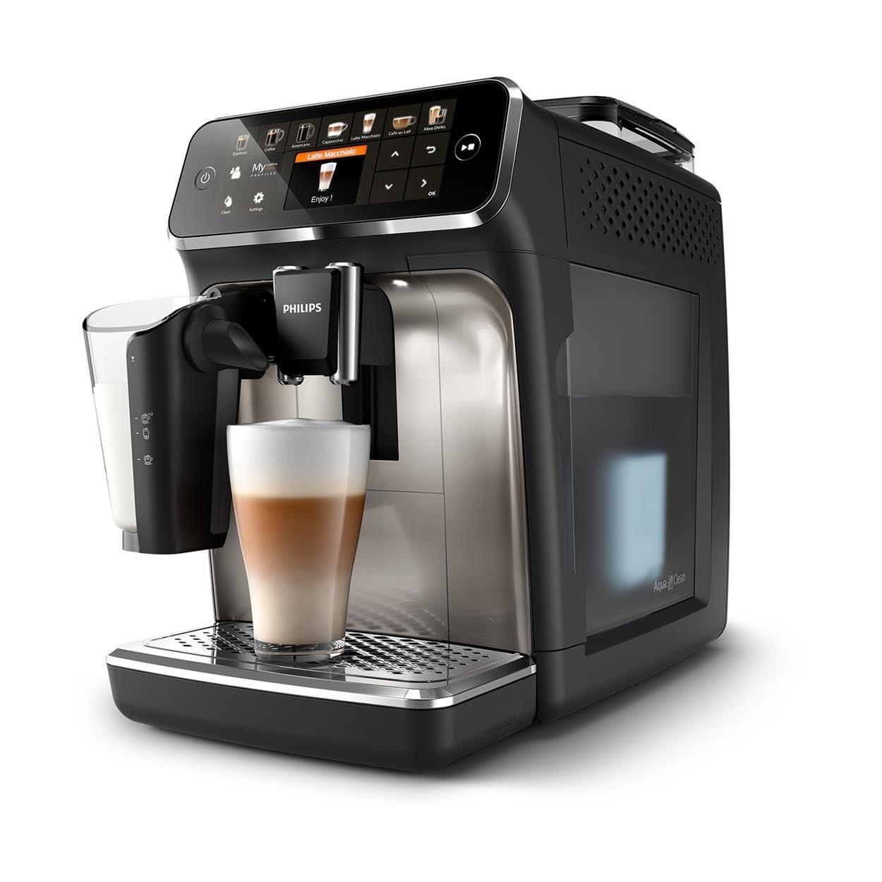 Philips Serie 5400 täisautomaatne kohvimasin – LatteGo piimasüsteem, 12 kohvijoogi varianti, intuitiivne ekraan, 4 kasutajaprofiili, kroom (EP5447/90) – detailne vaade