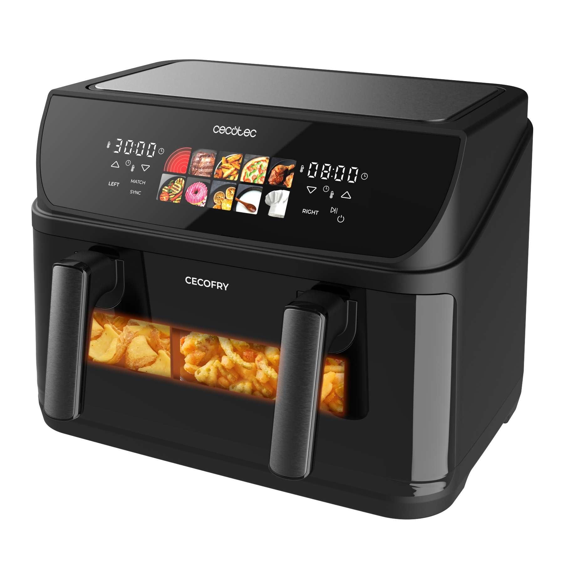 Cecotec kuumaõhufritüür ilma õlita – 10L – Grillplaat – Grill – Kahekordsed kütteelemendid – Air Fryer Cecofry&Grill Duoheat 10000, 2800W, liigutatav vahesein, temperatuuri reguleerimine 40-200°C, 10 menüüd