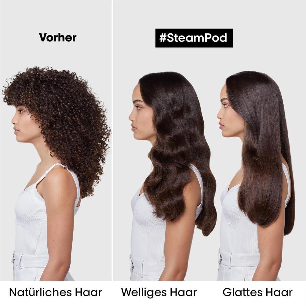 L’Oréal Professionnel SteamPod 4 – Kõik-ühes aurujuuksestiiler, professionaalne sirgendaja auru tehnoloogiaga, sobib igale juuksetüübile – pakend ja tarvikud