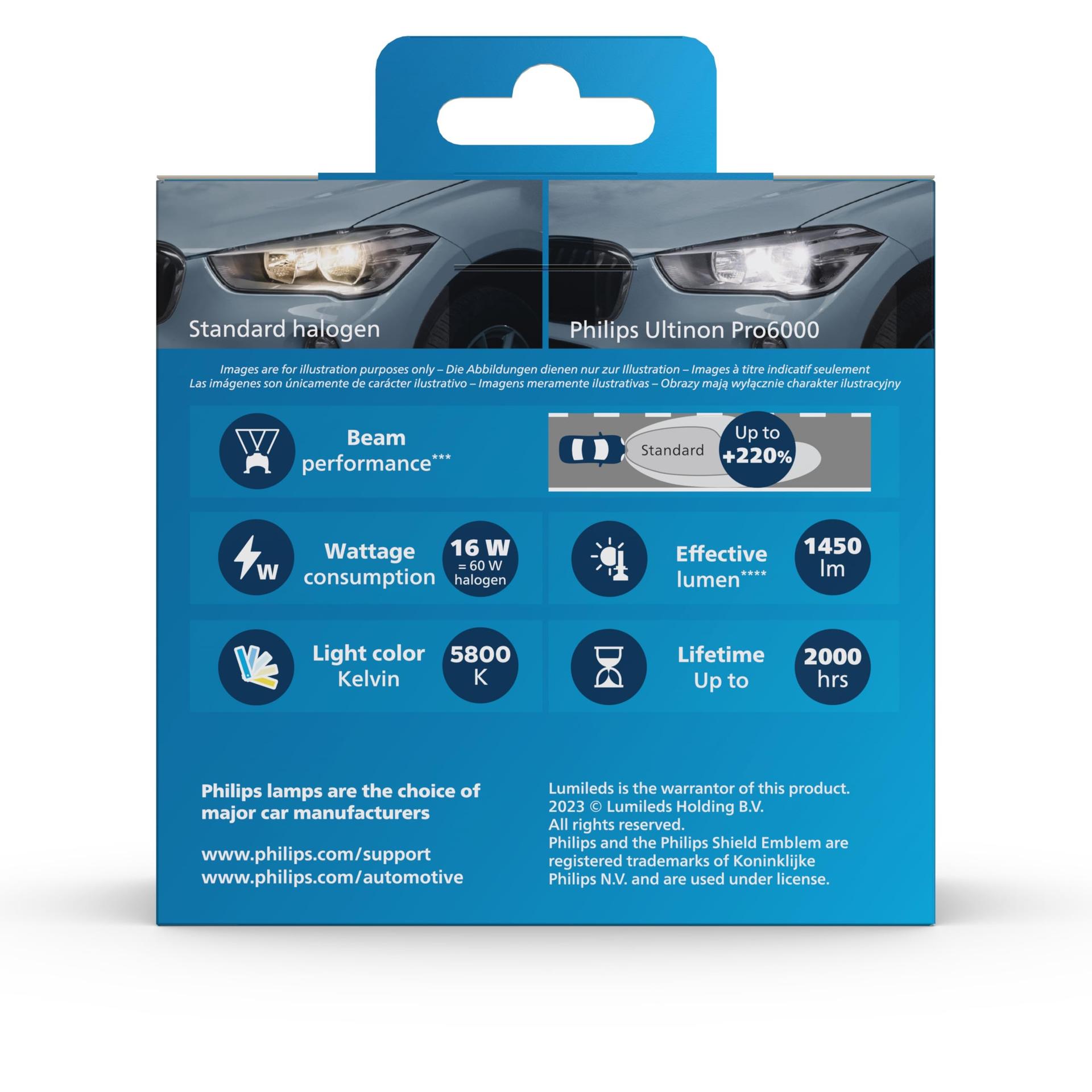 Philips Ultinon Pro6000 Standard H7-LED Esituled Tänavalegaalne*, 220% Ere Valgus**, Hõbedane – pilt 6