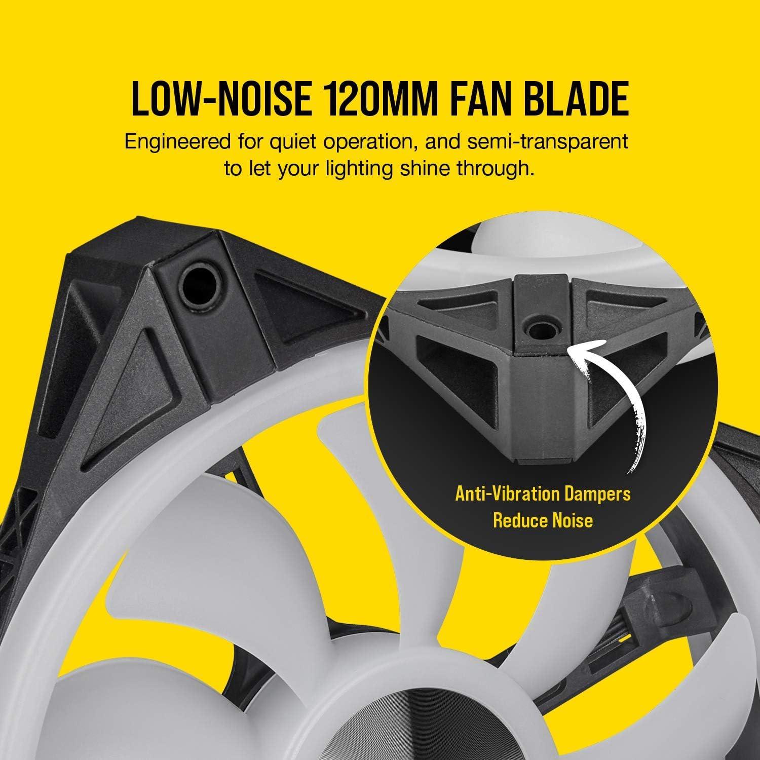 Corsair iCUE QL120 RGB, 120 mm LED PWM ventilaator (lauaarvutitele, 68 individuaalselt juhitavat RGB-LED-i, kiirus kuni 1 500 p/min, madala müratasemega) 3-osaline komplekt koos Lighting Node Core’iga – must – pilt 7