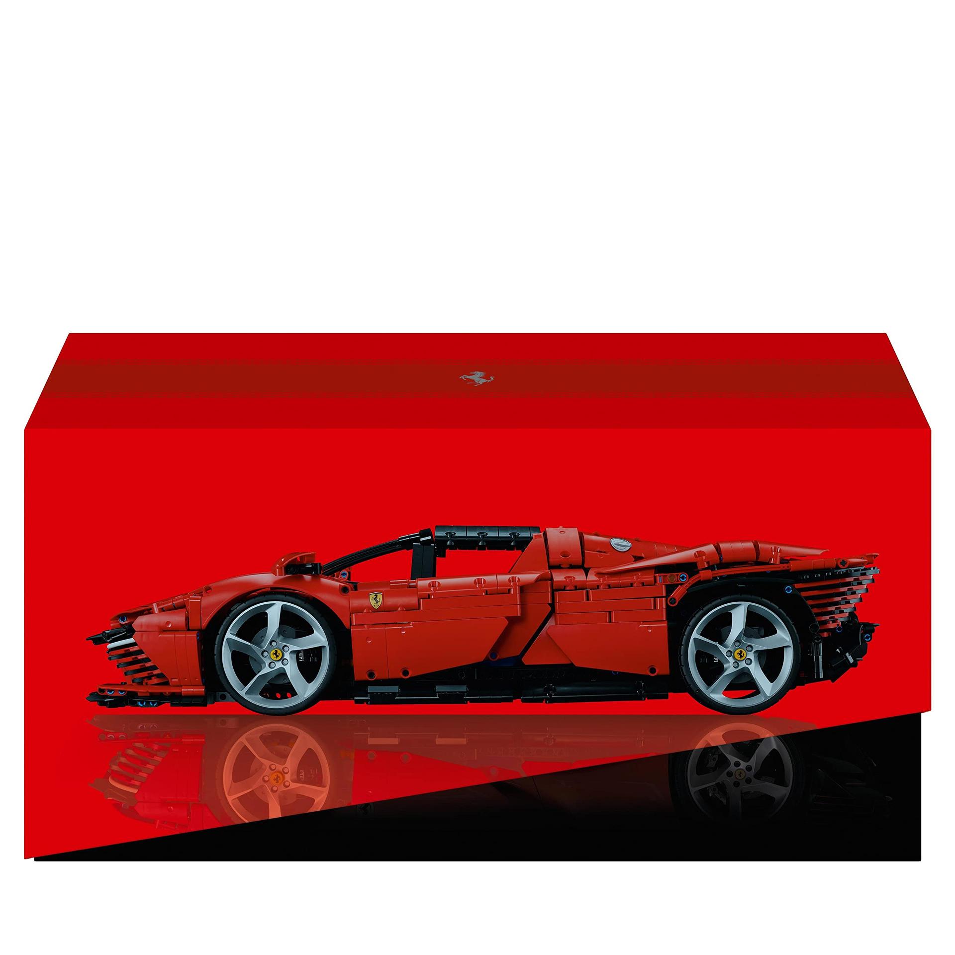 LEGO Technic Ferrari Daytona SP3 mudelauto komplekt, skaala 1:8, punane superauto, edasijõudnud autode mudel, kollektsionääride haruldus, Ultimate Car Concept 42143 – pilt 9