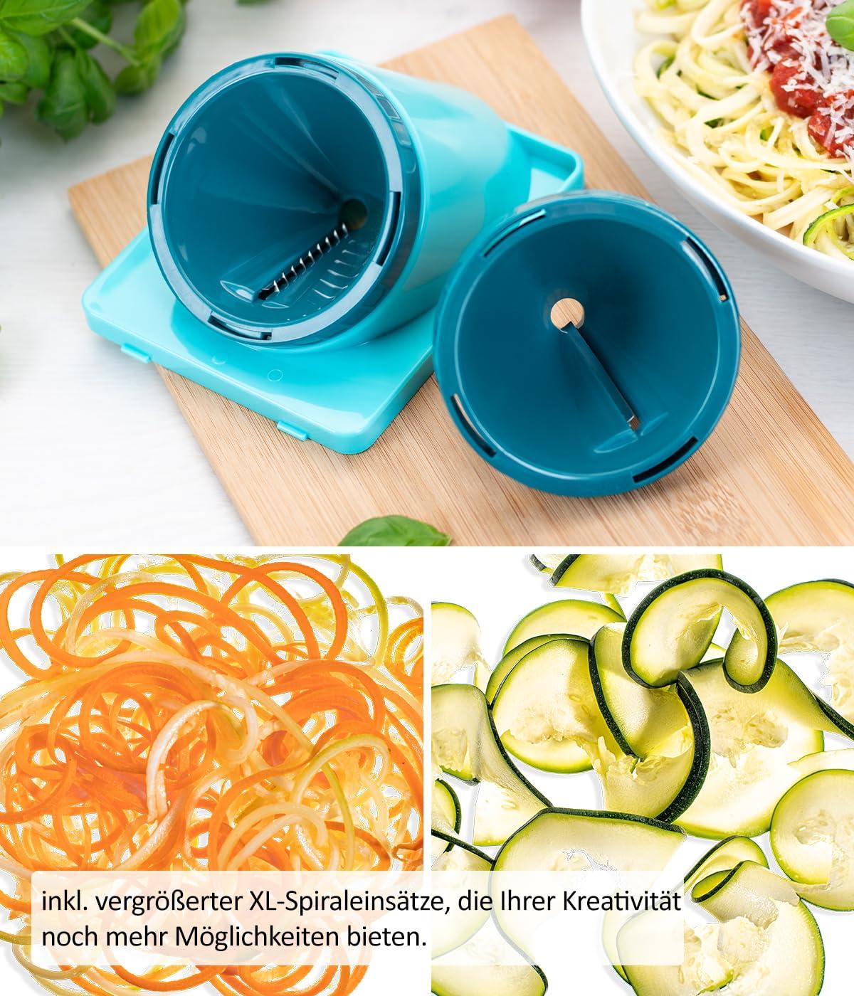 Nicer Dicer Chef Professional Köögiviljalõikur 23-osaline – manuaalne viilutaja 5,2L mahutiga, säilituskaanega, spiraalsed lõiketerad, tomatilõikur, julienne viilutaja ja salatilõikur koos retseptiraamatuga – kasutusnäide