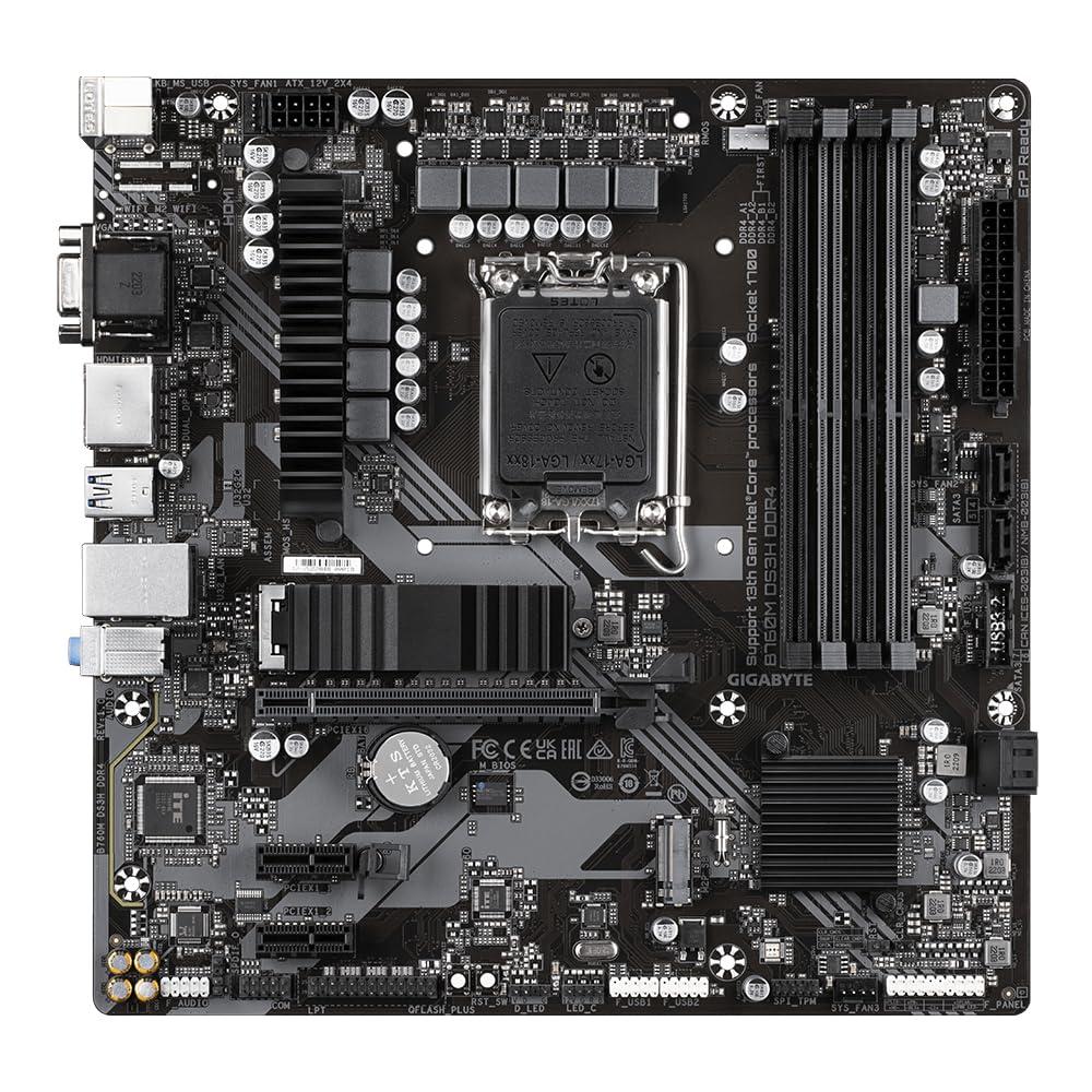 Gigabyte B760M DS3H DDR4 emaplaat Intel B760 LGA 1700 Micro ATX – pakend ja tarvikud
