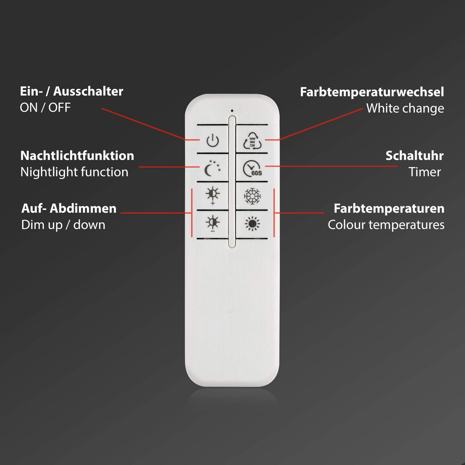 BRILONER – LED laelamp kaugjuhtimispuldiga, dimmerdatav, reguleeritav soojast valgest neutraalse valgeni, LED lamp, laevalgusti, elutoalamp, magamistoalamp, köögilamp, 110×24,8×7,8 cm, kroom-alumiinium – pilt 6