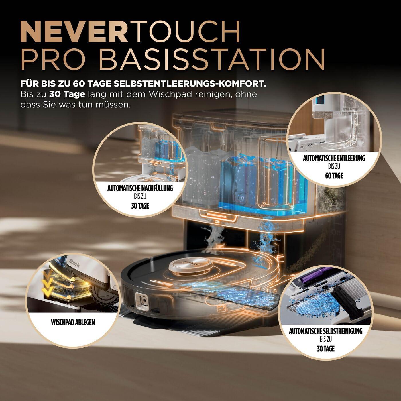 Shark PowerDetect 2-in-1 Tolmu- ja Pühkimisrobot, NeverTouch Pro 60 Päeva, Ise-Tühjendamine, Vee Täitmine ja Puhastus, 3D- & LiDAR-Navigatsioon, NeverStuck Takistuste Vältimine, Valge, AV2800ZEEUWH – kasutusnäide