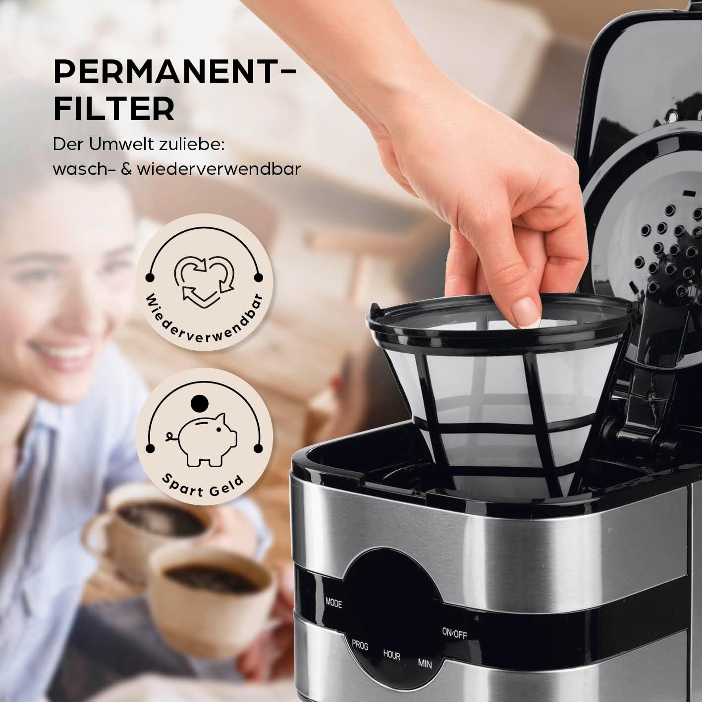 Barista filtrikohvimasin termokannuga | 24-tunnine taimer ja püsifilter | 8 tassi kohvi jaoks | Kohvimasin jahvatatud kohvile [roostevaba teras] – pilt 6