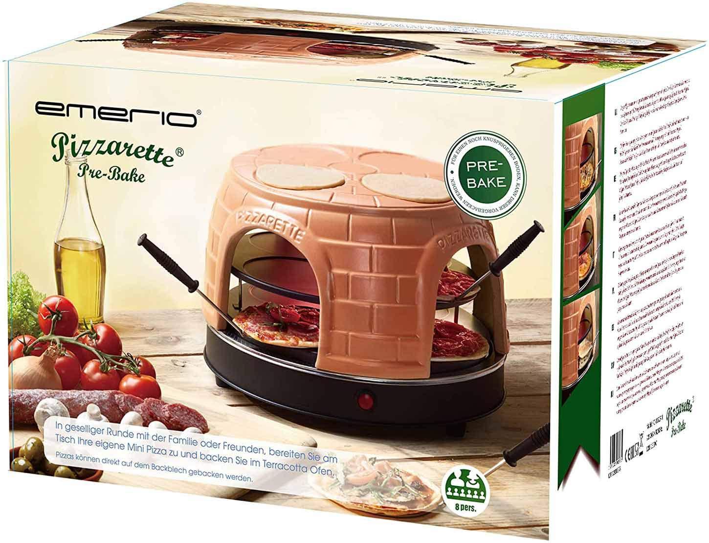 Emerio pitsaahi, PIZZARETTE originaal, käsitsi valmistatud terrakota keraamika, patenteeritud disain, mini-pitsade jaoks, lõbus kogu perele, sobib kuni 8 inimesele, PO-116124.1, roosa – pakend ja tarvikud