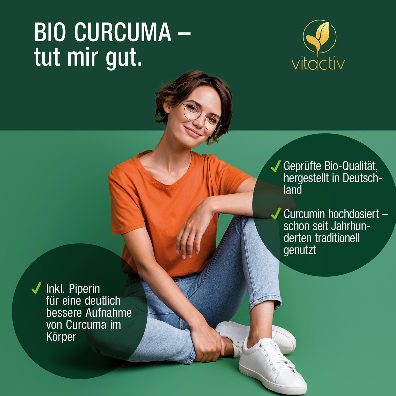 VITACTIV Bio Kurkumiin 3000 – 3-pakk. Kõrge annusega kurkumi ekstrakt 95% kurkumiiniga – Must pipar parema imendumise jaoks – 180 kapslit 180 päevaks – Vegan, ilma magneesiumstearaadita – detailne vaade