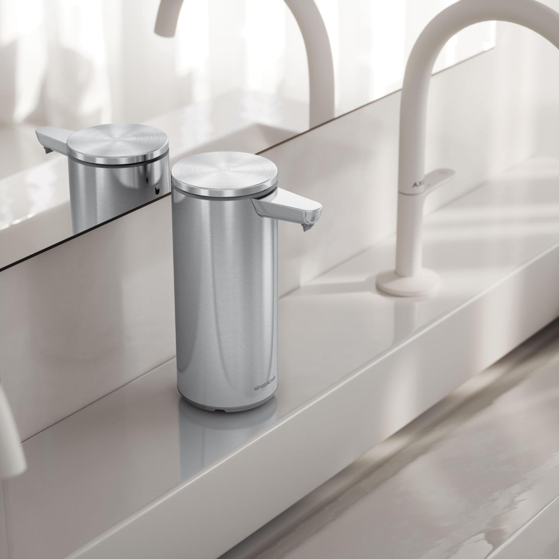 simplehuman 266 ml sensorseebidosaator (2024 mudel), taaslaetav automaatne vedelseebidosaator, muudetav doseerimine, tilgavaba ventiil, IP67 veekindel, harjatud roostevaba teras, ST1082 – pakend ja tarvikud