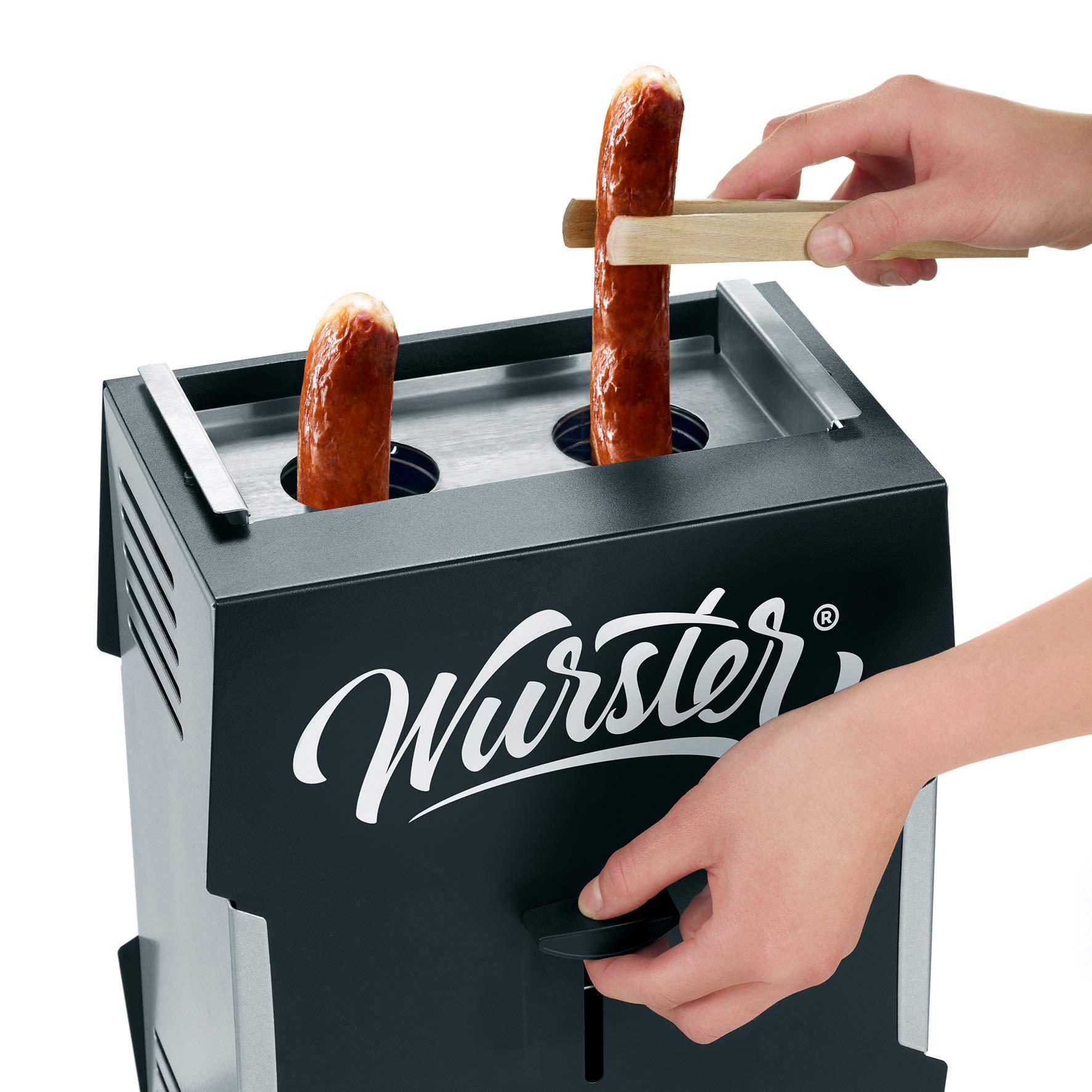 SEVERIN Wurster – täiuslikult pruunistatud vorstid vaid 5 minutiga, ilma lisarasvata, puidust tangidega, must, roostevaba teras/plastik, WT 5005 – pilt 6