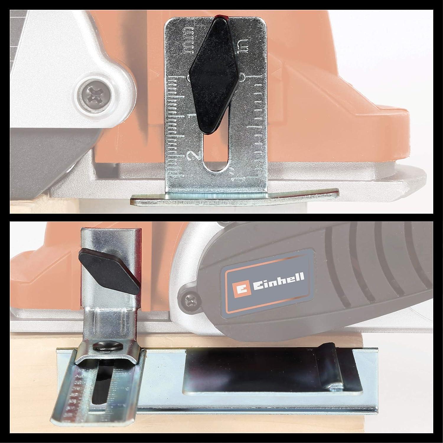 Einhell elektrihöövel TE-PL 900 (900 W, kuni 3 mm hööveldussügavus, suur teravõll, 3 V-soonega tald, Softgrip-käepide, kaasa arvatud rööpjuht, sügavuspiirik, TCT-höövlitera) – lisavaade