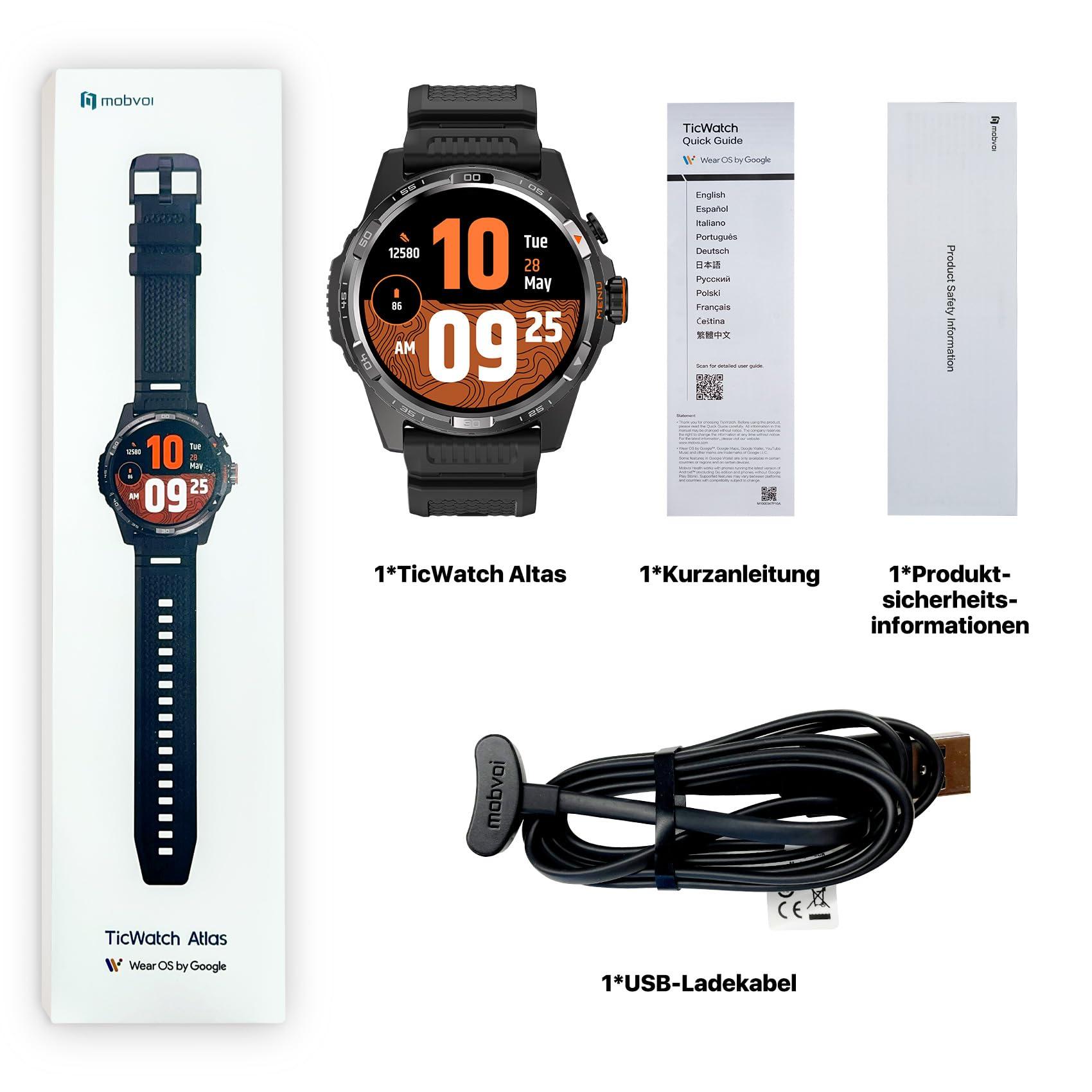 TicWatch Atlas nutikell meestele – Android Wear OS, 90-tunnine aku, 110+ treeningrežiimi, Heat Map, kukkumisandur, tervise jälgimine, 5ATM veekindlus, sisseehitatud GPS ja kompass – ainult Androidi jaoks – pilt 9