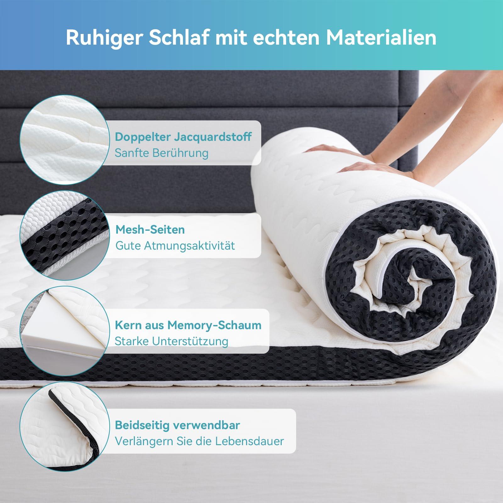 Amazon Basics – Mugav mäluvahuga madratsikate, plüüs, 180 x 200 cm, 7 cm kõrgune, valge – pilt 7