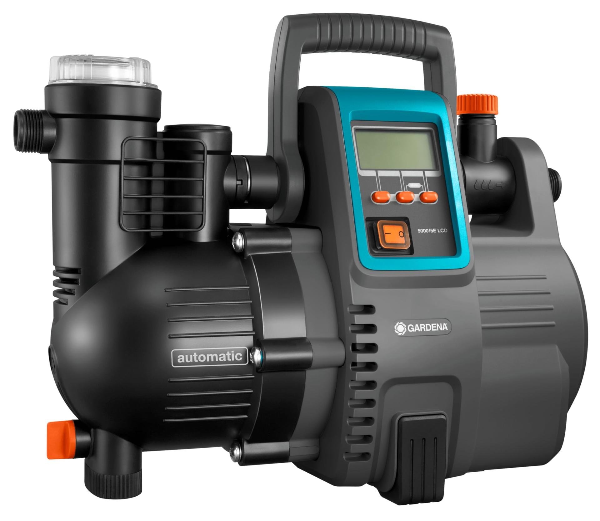 Gardena Comfort koduveepump 5000/5E LCD: veepump LC-ekraaniga, energiasäästlik, vooluhulk 5000 l/h, 1300W mootor termokaitselülitiga, kuivalt töötamise kaitse (1759-20)