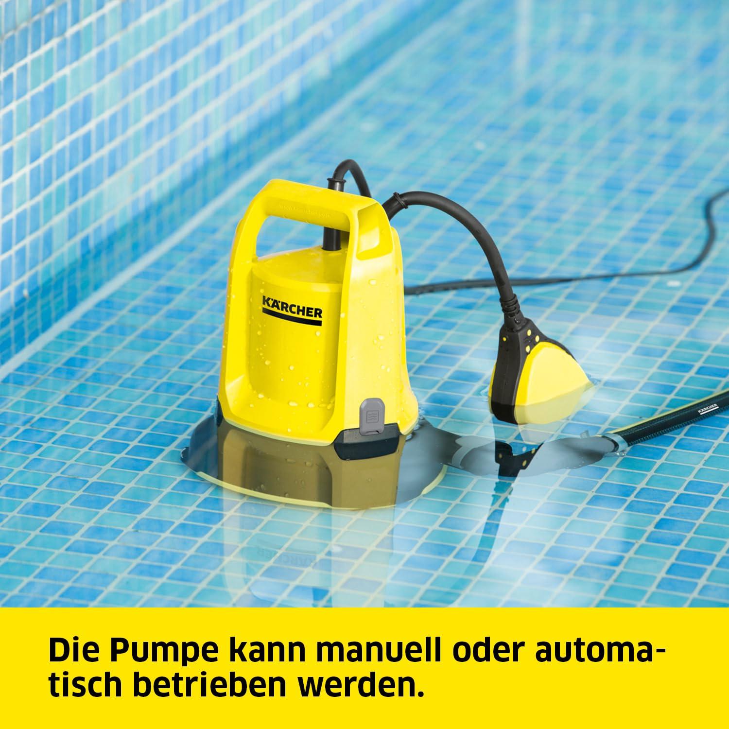 Kärcher SP 9.000 Flat madala imemisega sukelpump, vooluhulk: 9.000 l/h, sukeldumise sügavus: max. 7 m, määrdunud vee jaoks kuni 5 mm osakestega, jääkveetase: 1 mm, rõhk: 0,6 bar – kasutusnäide