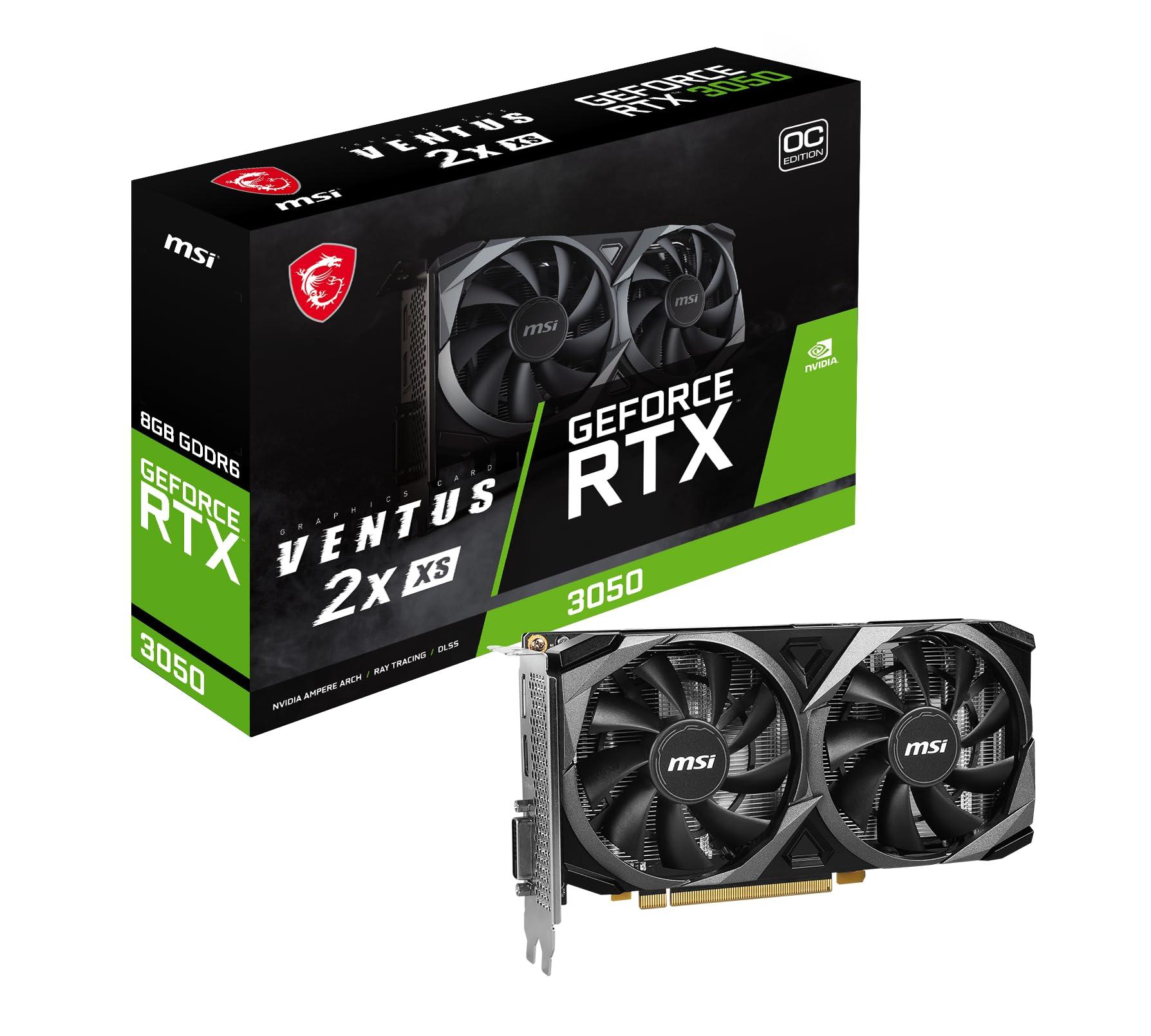 MSI GeForce RTX 3050 Ventus 2X XS 8G OC – 8GB GDDR6 mälu, 128-bit, 14 Gbps