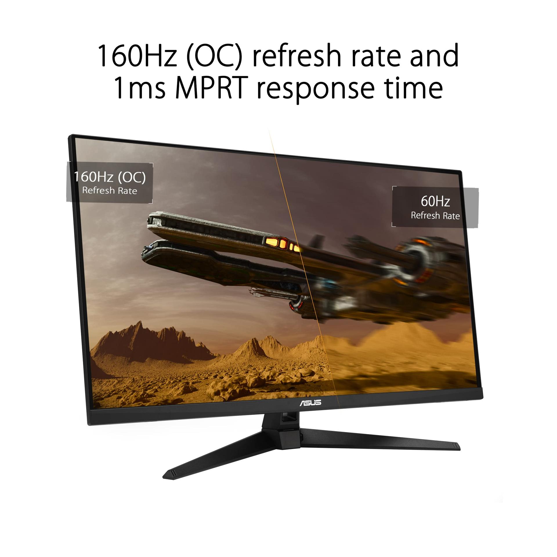 ASUS TUF Gaming VG32UQA1A – 31,5-tolline 4K UHD monitor – 160 Hz, 1 ms MPRT, FreeSync Premium, GameFast Input, DisplayHDR 400 – VA-paneel, 16:9, 3840×2160, DP 1.4 DSC, HDMI 2.1, USB, ergonoomiline, kõlarid – detailne vaade