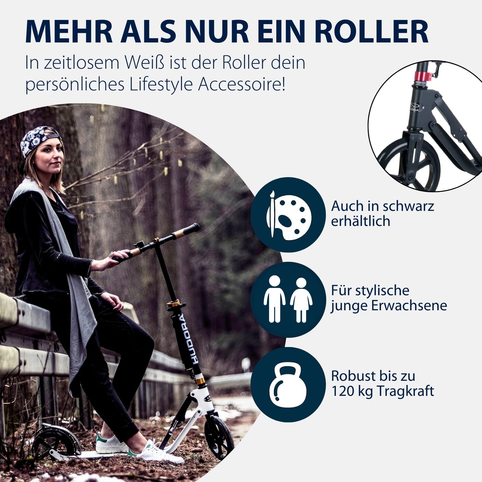 HUDORA BigWheel Style 230 Tõukeratas – Stabiilne alumiiniumist roller suure astmelauaga – Kõrguse reguleeritav ja kokkuklapitav linnatõukeratas kuni 120 kg – Tõukeratas noortele ja täiskasvanutele – pilt 7