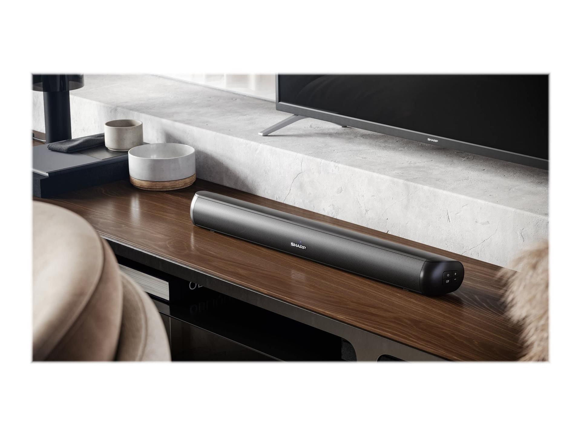 SHARP HTSB107 2.0 heliriba 90W (USB, Bluetooth, HDMI, Optiline, AUX-In 3,5 mm, Laius: 65 cm), must – lisavaade