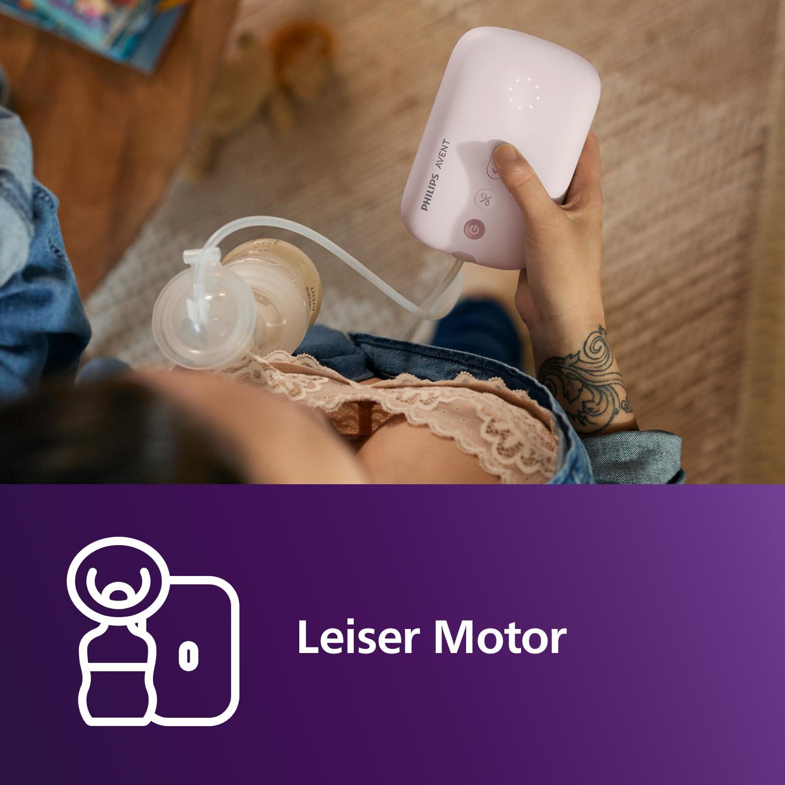 Philips Avent Elektriline Natural Motion rinnapump – komplekt piima pumpamiseks, säilitamiseks ja söötmiseks, sisaldab pudeleid, lutit ja topsi (mudel SCD340/31) – kasutusnäide