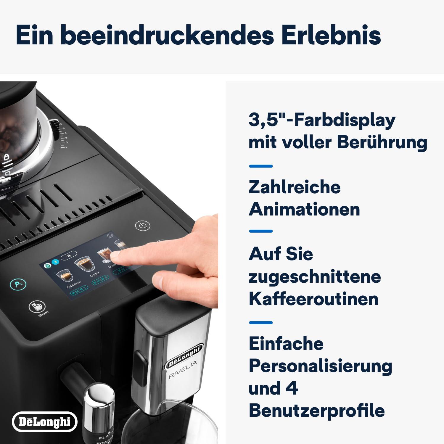 De’Longhi Rivelia EXAM440.35.B täisautomaatne kohvimasin piimavahustajaga, vahetatav oamahuti, 8 kohvijooki ühe nupuvajutusega, ekstra-shot-funktsioon, 3,5″ puutetundlik ekraan, onüks must – pilt 8