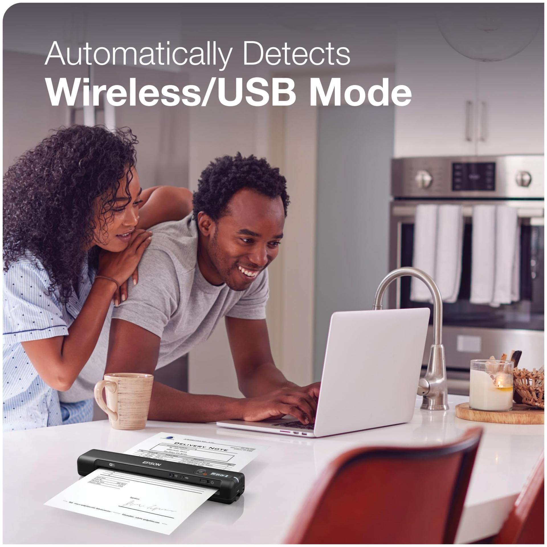 Epson WorkForce ES-60W mobiilne dokumendiskänner (skänner, A4, integreeritud aku, 600 dpi, WiFi, USB 2.0) – detailne vaade