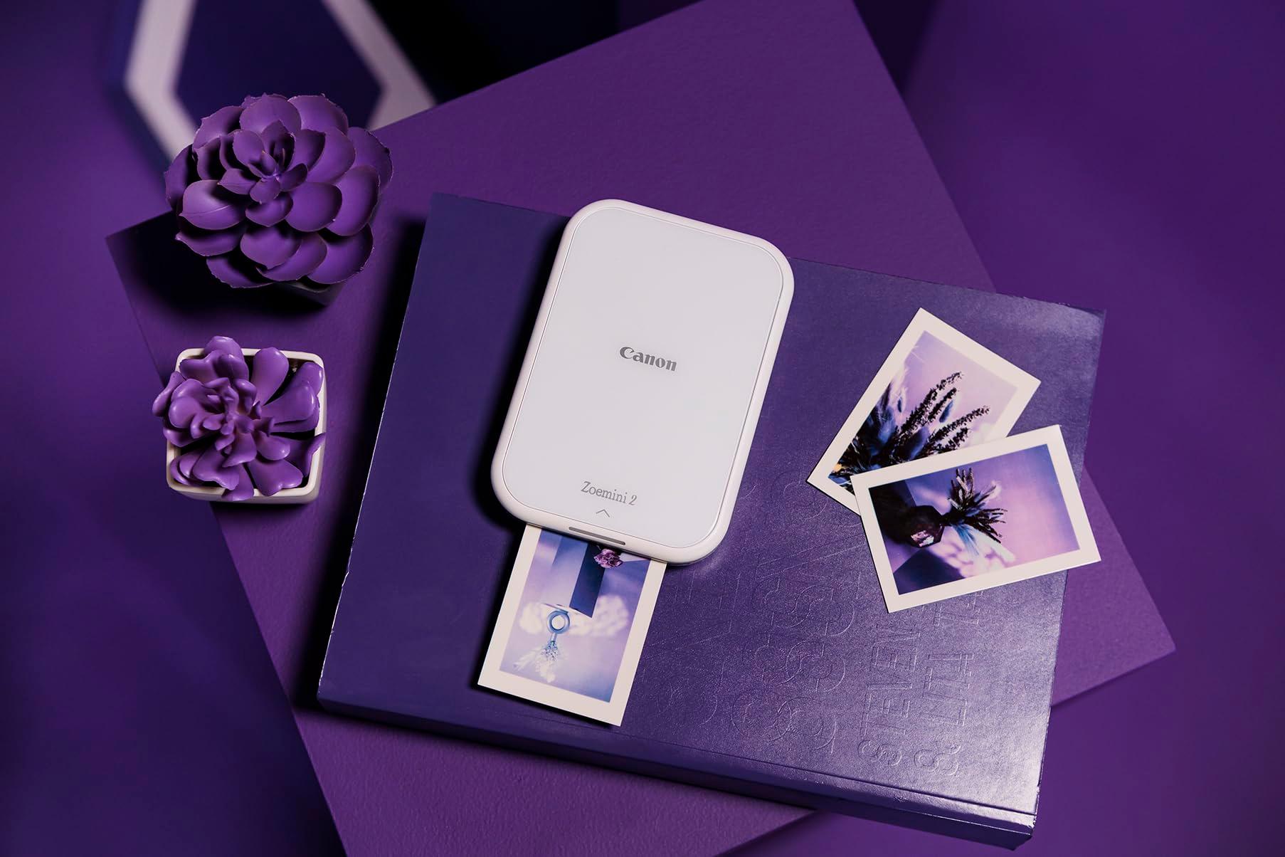 Canon Zoemini 2 Mini Fotoprinter – kompaktne kaasaskantav printer nutiseadmele (Bluetooth, sisseehitatud aku, ZINK fotopaber, liimuv fotopaber) pärlvalge [+ 10-leheline ZINK fotopaberikomplekt] – kasutusnäide