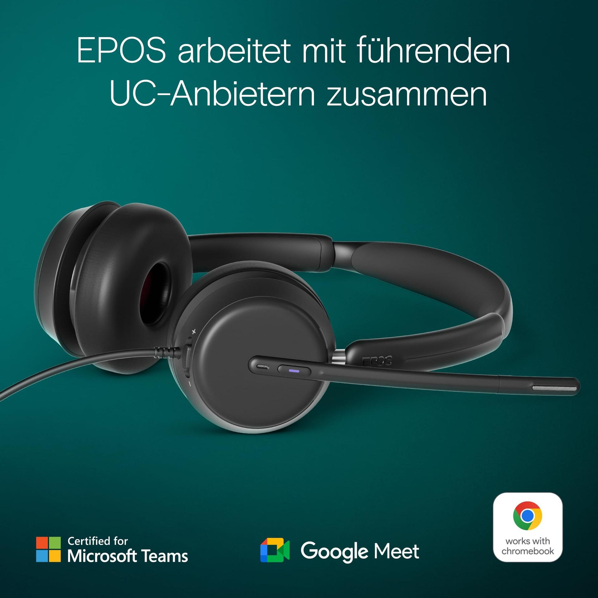 EPOS IMPACT 860T ANC – Täiustatud mürasummutusega peakomplekt avatud kontorisse, superlai ribalaiusega heli, USB-C ühendus, Microsoft Teams sertifikaat – kasutusnäide